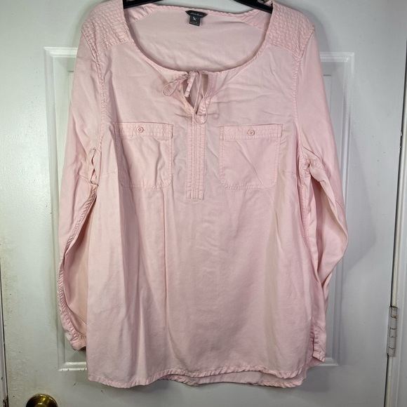 Eddie Bauer Tops - Eddie Bauer Tencel Boho Pink Blouse size Large